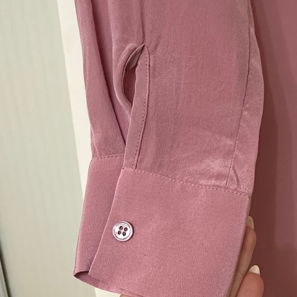 100% Silk Iris & Ink Button-Up Blouse | Dusty Rose Pink - Picture 8 of 11